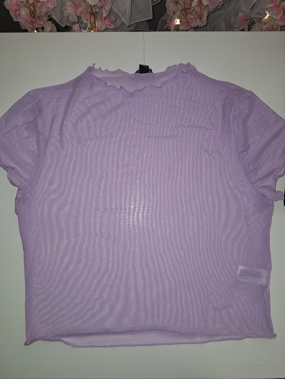Light Lilac Short Sleeve Mesh Top - Women Size S